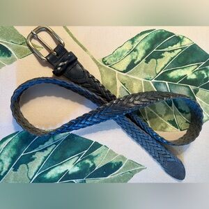 Capezia Vintage Blue Genuine Leather Belt With Silver Buckle From Argentina